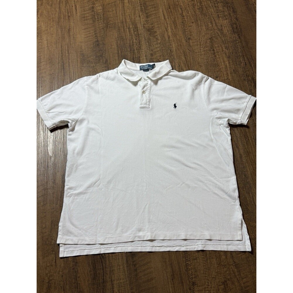 Polo Ralph Lauren Shirt Mens XL White Short Sleeve Cotton Pique Classic GOLF EUC